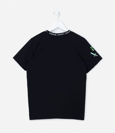 Remera Infantil con Cuello Jacquard y Silk Minecraft - Talle 5 a 14 años 5