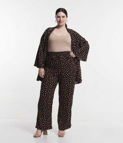 Pantalón Pantalona en Viscosa con Estampa de Lunares Curve & Plus Size