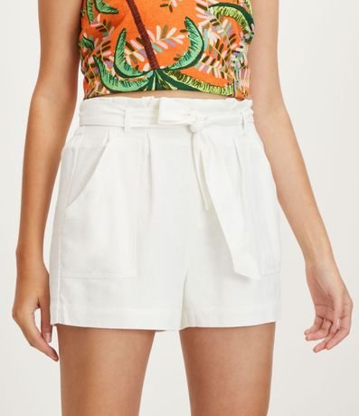 Short en Lino con Cintura Fruncida y Banda para Lazo 2