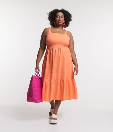 Vestido Midi en Media Malla con Bretel Texturizado Curve & Plus Size