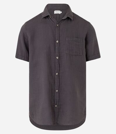 Camisa Regular con Bolsillo Frontal y Textura Arrugada 1