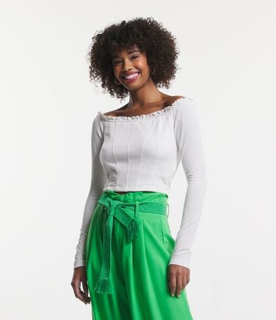 Blusa Corsé Texturizada Hombro a Hombro con Volado 1