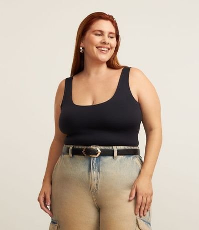 Blusa Musculosa en Poliamida con Breteles Anchos Curve & Plus Size