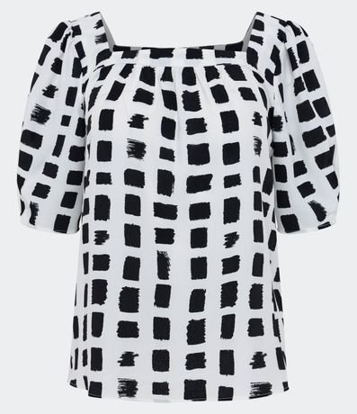 Blusa en Crepé con Escote Cuadrado y Estampa Geométrica 1