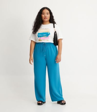 Pantalón Pantalona en Crepé con Lazo en la Cintura Curve & Plus Size