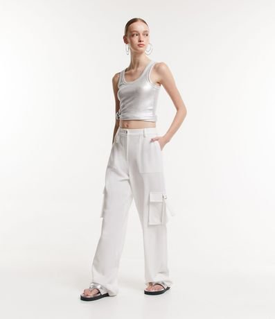 Pantalón Recto Sastrería con Bolsillos Cargo