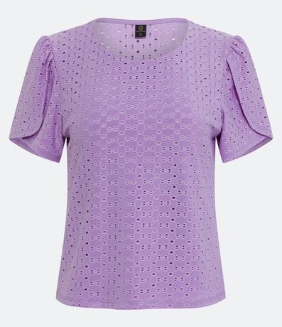 Blusa en Laise con Manga Abullonada y Detalle Sobrepuesto 6