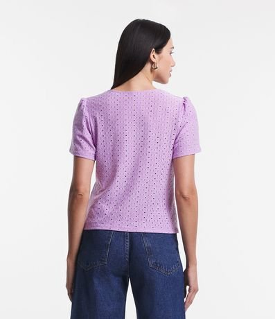 Blusa en Laise con Manga Abullonada y Detalle Sobrepuesto 4