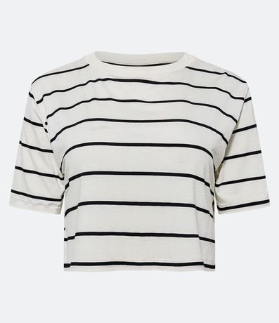Blusa Cropped Manga corta en Viscolycra con Estampado de Rayas 1