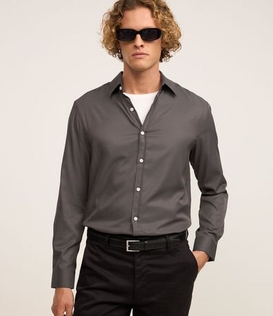 Camisa en Fibra de Bambu Satinada con Textura