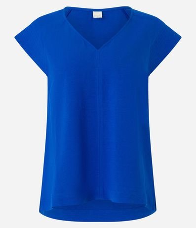 Blusa en Viscolino con Manga Corta con Costura Aparente 5