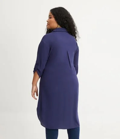 Vestido Chemise en Viscosa con Abotonado y Manga 3/4 Curve & Plus Size 3