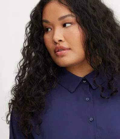 Vestido Chemise en Viscosa con Abotonado y Manga 3/4 Curve & Plus Size 4