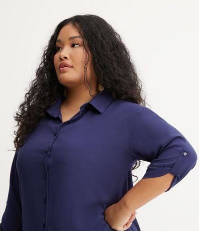 Vestido Chemise en Viscosa con Abotonado y Manga 3/4 Curve & Plus Size 5