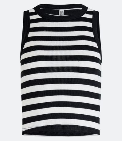 Blusa Musculosa en Viscosa Rayada y con Textura 3