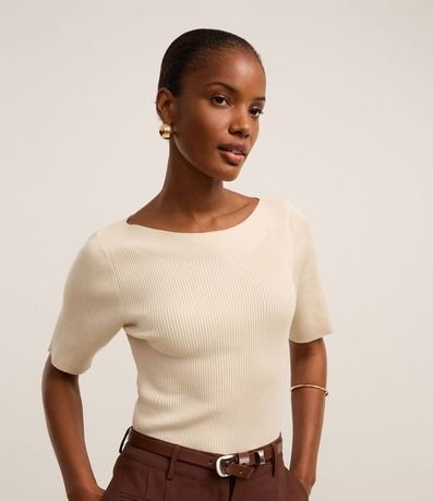 Blusa Básica de Punto con Escote Bote