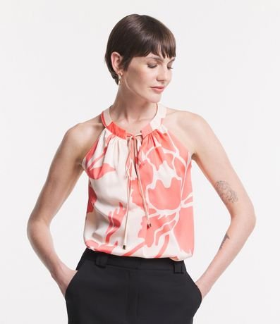 Blusa en Satén con Sisa Americana y Flores Acuarela 1