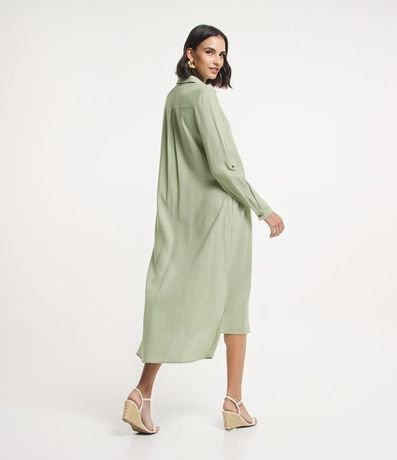 Vestido Chemise Alargado en Viscolino con Botones Contrastantes 5