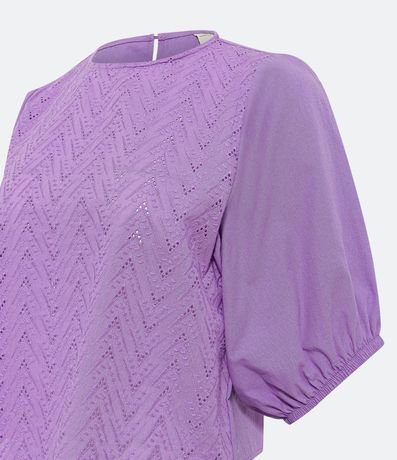 Blusa Manga Abullonada en Laise con Textura Cutout 2