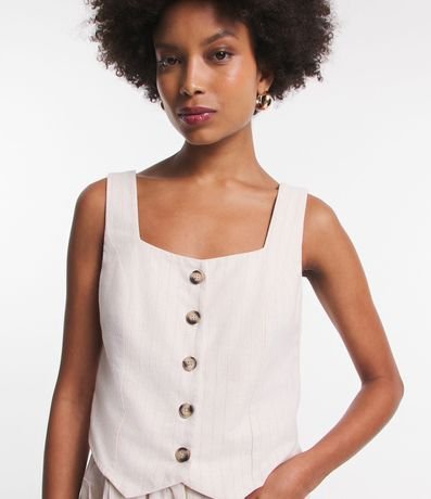 Chaleco en Lino Rayado y con Bajo Asimétrico 1