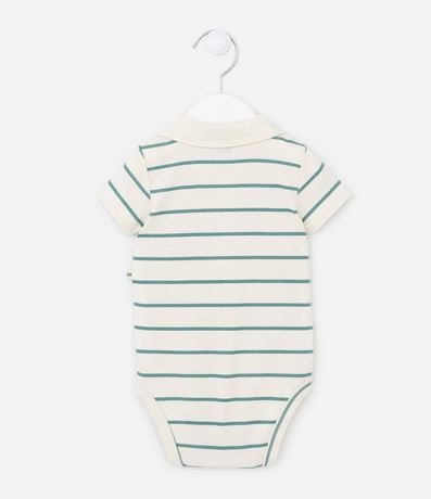 Body Corto Infantil con Cuello Polo y Estampa Rayada - Talle 0 a 18 meses 2