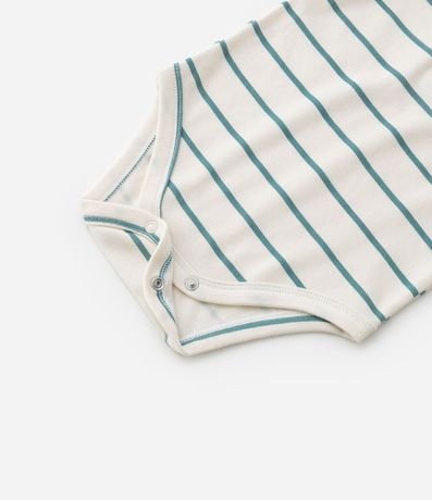 Body Corto Infantil con Cuello Polo y Estampa Rayada - Talle 0 a 18 meses 4
