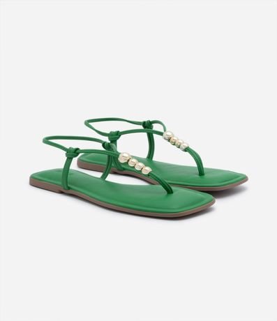 Sandalia Plana con Tiras Finas y Esferas Metalizadas 4