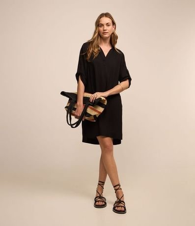 Vestido Corto en Viscosa con Manga 3/4 1