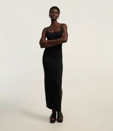 Vestido Largo en Algodón con Abertura Lateral 5