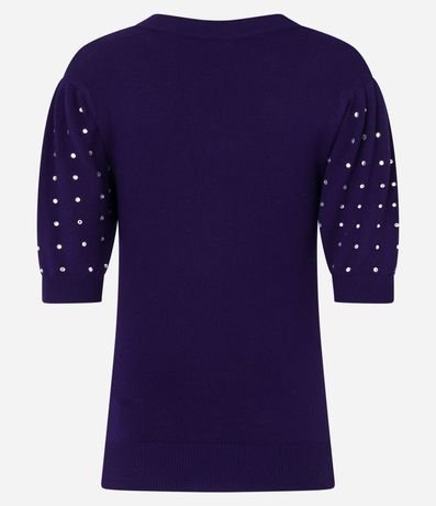 Blusa en Viscosa con Manga Abullonada y Strass Aplicado 8