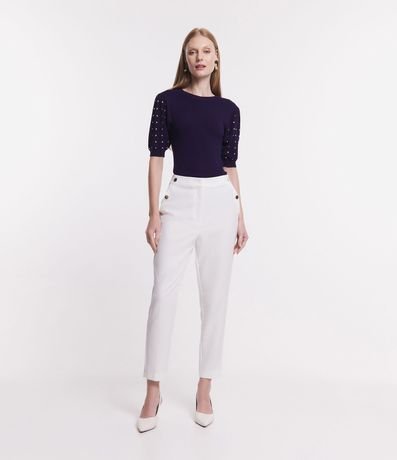 Blusa en Viscosa con Manga Abullonada y Strass Aplicado 3