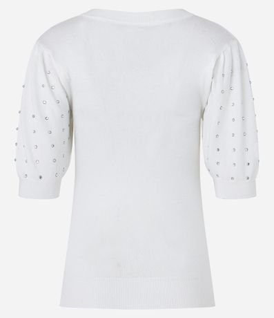 Blusa en Viscosa con Manga Abullonada y Strass Aplicado 8