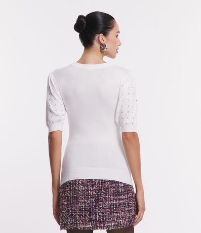 Blusa en Viscosa con Manga Abullonada y Strass Aplicado 3