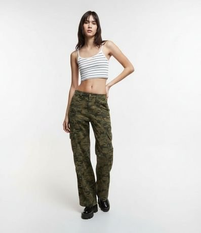 Blusa Cropped de Tirante en Media Malla con Rayas y Textura 5