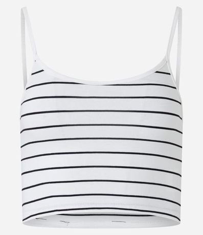 Blusa Cropped de Tirante en Media Malla con Rayas y Textura 5