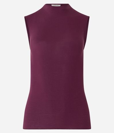 Blusa en Viscosa con Cuello Alto y Textura Acanalada 5