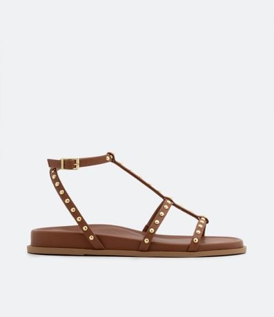 Sandalia Plana con Tiras Adornadas por Remaches