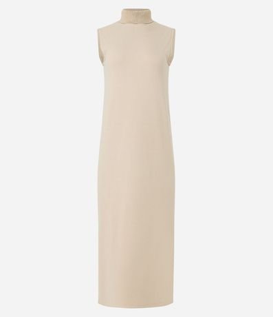 Vestido Midi en Suedine con Cuello Alto 6