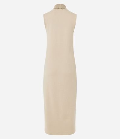 Vestido Midi en Suedine con Cuello Alto 7