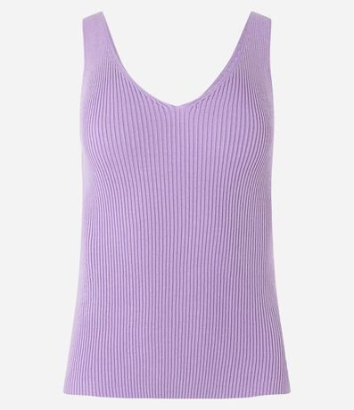 Blusa Musculosa en Punto Acanalado con Escote V 6