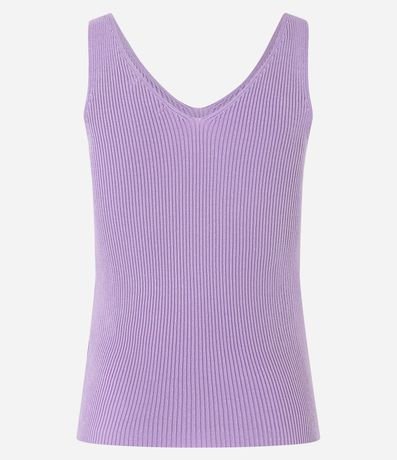 Blusa Musculosa en Punto Acanalado con Escote V 8