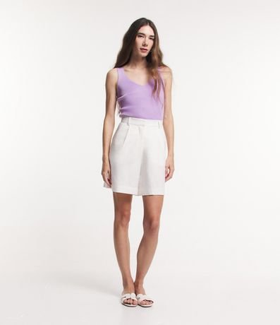 Blusa Musculosa en Punto Acanalado con Escote V 2