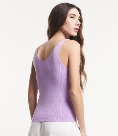 Blusa Musculosa en Punto Acanalado con Escote V 4
