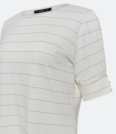 Blusa Manga Corta en Viscosa Texturizada con Rayas de Hilo Metálico 7