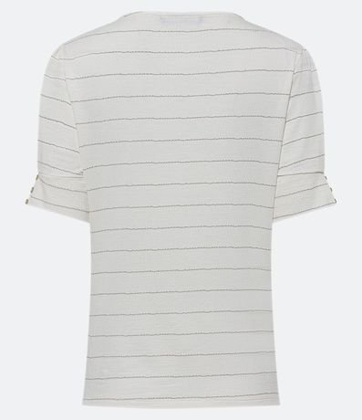 Blusa Manga Corta en Viscosa Texturizada con Rayas de Hilo Metálico 8