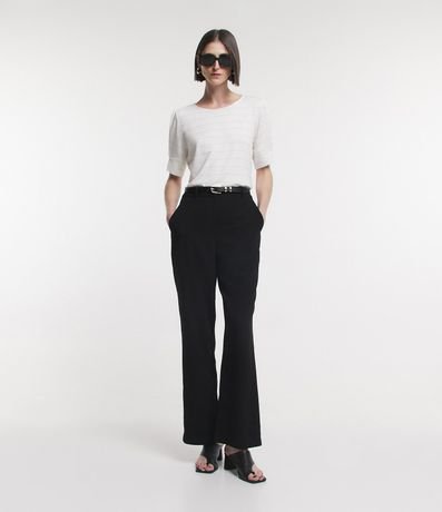 Blusa Manga Corta en Viscosa Texturizada con Rayas de Hilo Metálico 3