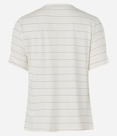 Blusa Manga Corta en Viscosa Texturizada con Rayas de Hilo Metálico 9