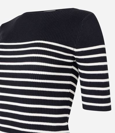 Blusa de Punto con Textura Acanalada y Estampado Rayada 7