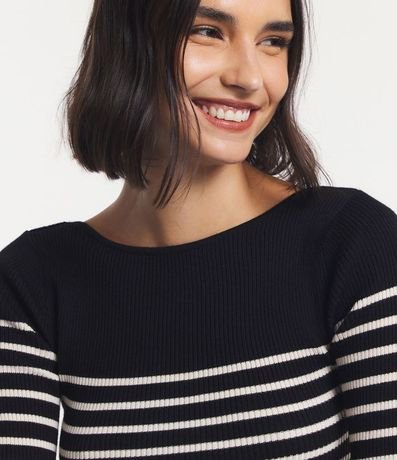 Blusa de Punto con Textura Acanalada y Estampado Rayada 5