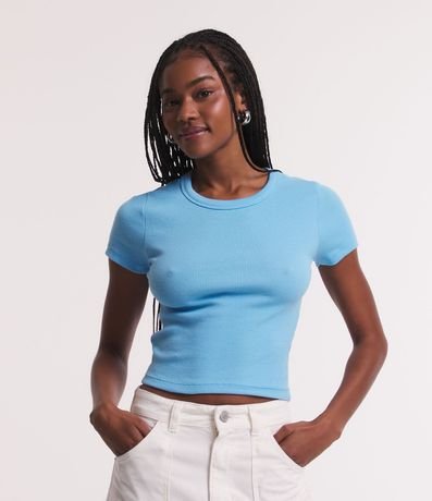 Blusa en Rib Acanalada con Manga Corta 1